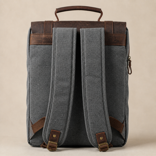 AUREN heritage canvas laptop backpack rear view