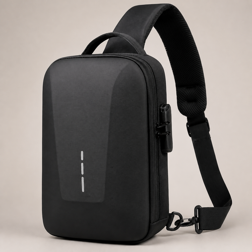 STRAYN black lockable crossbody bag