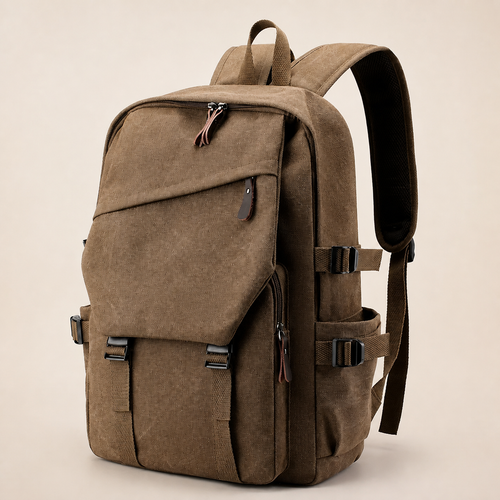 CALEN Classic Canvas Backpack in brown