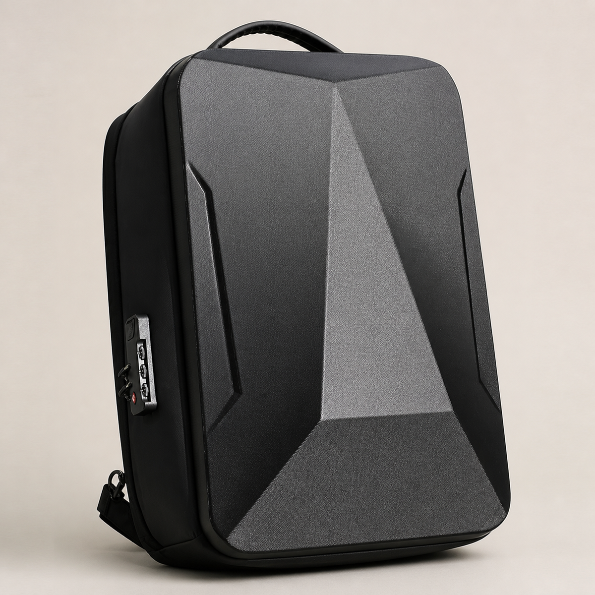 STRAYN grey and black expandable structured backpack
