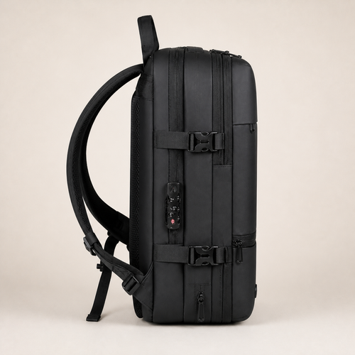 KAEL expandable vacuum travel backpack side profile