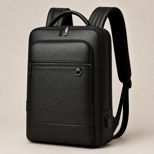 LYREN Executive USB Laptop Backpack in black