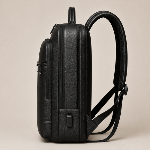 LYREN executive laptop backpack side profile showing its depth