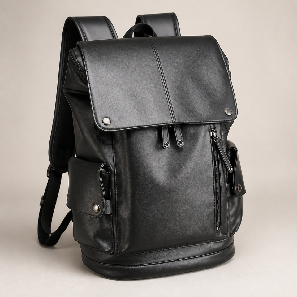 STRAYN black PU work backpack